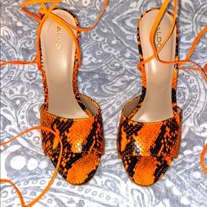 Aldo Snake skin wrap heels